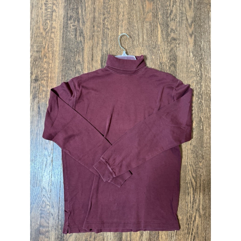 Brooks Brothers Mens Pima Cotton Turtleneck Shirt Maroon Burgundy Size M Peru